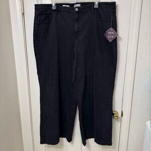 Ava & Viv Wide Leg Denim Jeans Women Plus size 26 Black Wash High Rise Relax Fit